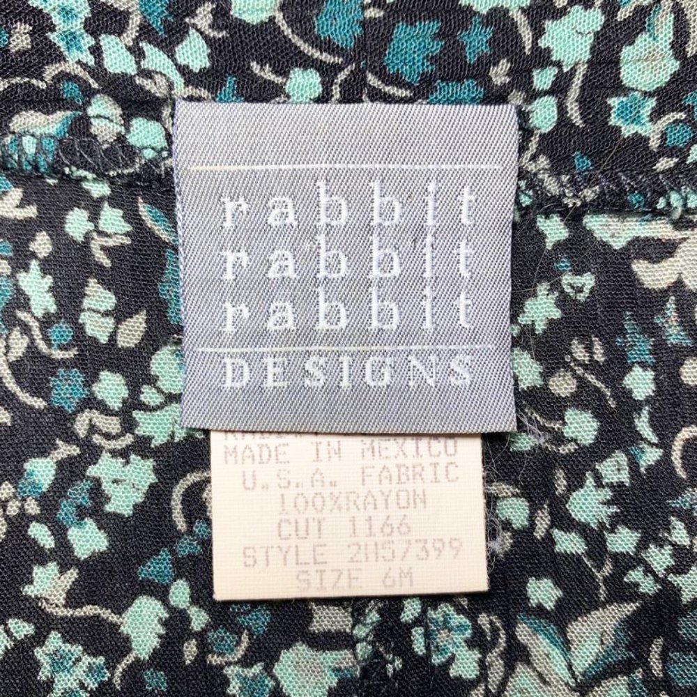 VINTAGE 90's Rabbit Rabbit Teal Maxi Cottagecore Dress - Picture 7 of 7